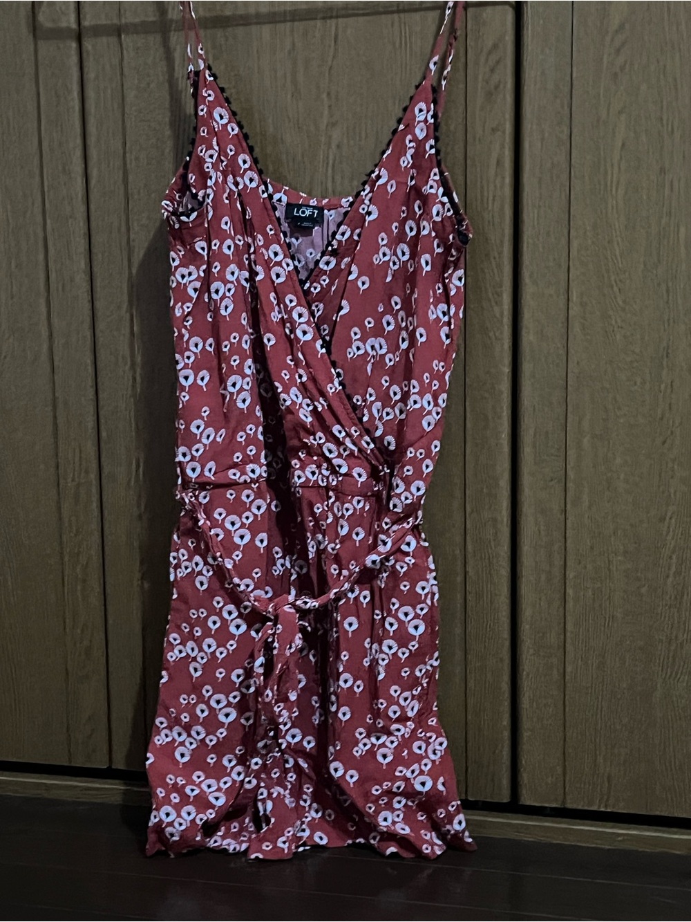 LOFT Red Floral One-Piece Romper with Tie Waist